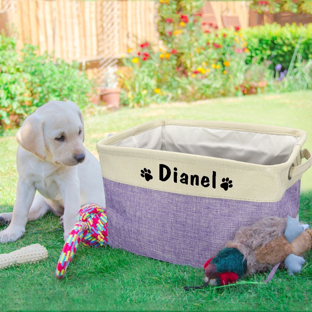 Personalized Foldable Dog Toy Storage Basket - Customized Kids Toy